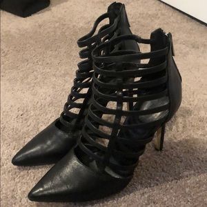 Aldo black leather heels runway edition